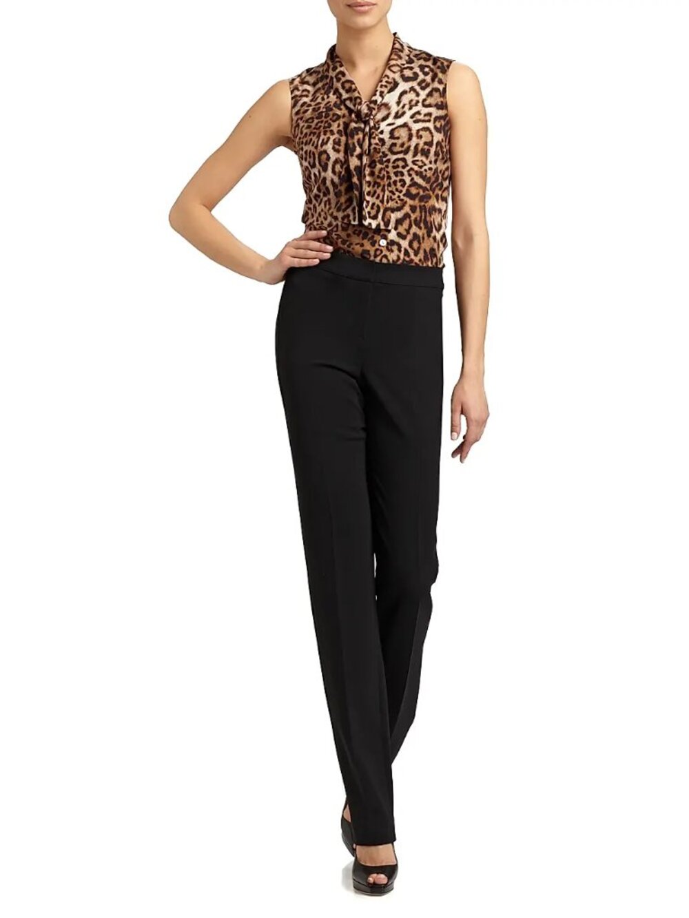 St. John Caviar Women's Black Diana Straight Leg Pants Size 6 LIKE NEW